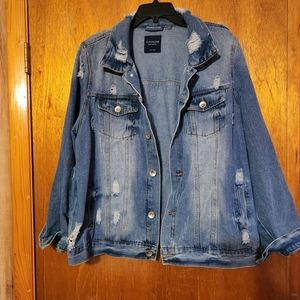 Distressed denim jacket